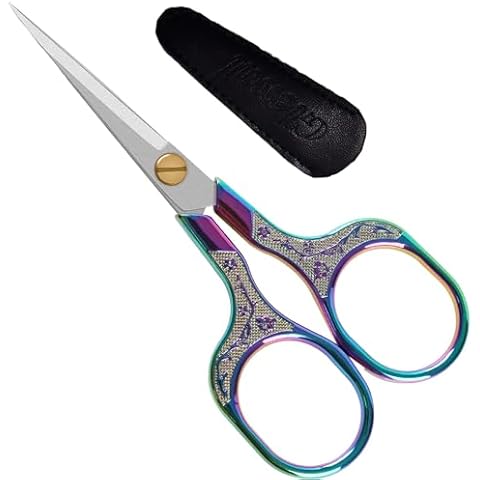 Rainbow embroidery scissors-Glexal 5 Inch Vintage Precision Scissors-Ultra Sharp Blade Shears,scotch scissors for Office Home School Sewing Fabric Craft Hair trimming,Facial,Beard,Eyebrow… Cover