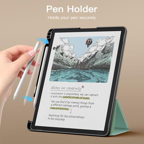 Image of MoKo Stand Case for 11 inch Kindle Scribe (3rd Generation -2025) & Kindle Scribe Colorsoft (1st Generation 2025) - Premium Leather Trifold Stand Cover with Pen Holder, Auto Sleep /Wake, Agave Green