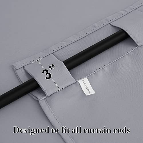 Image of RYB HOME Kitchen Window Curtains - Blackout Privacy Half Window Curtains for Bedroom Bathroom Dining Living Room Cafe Office Short Tiers Drapes, W 34 x L 36 inches, 2 Panels, Silver Grey