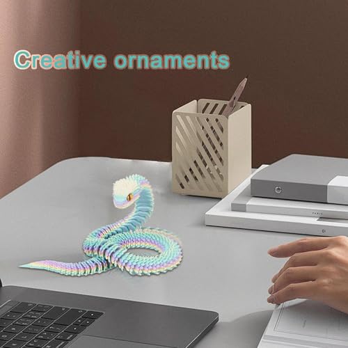 3 PCS 3D Printed Snake, Fidget Snake, 3D Printed Animals, Fidget Snake, 3D Printed Toys, 3D Printed Snake for Home and Office Decoration, Great Gift for Animal Lovers (Gradient Color Random) - Image 2