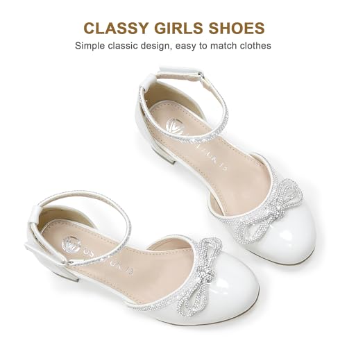 LseLom Girls Dress Shoes White Pumps Low Heel Sandals Flower Princess Dance Party Wedding Flats for Little/Big Kids2