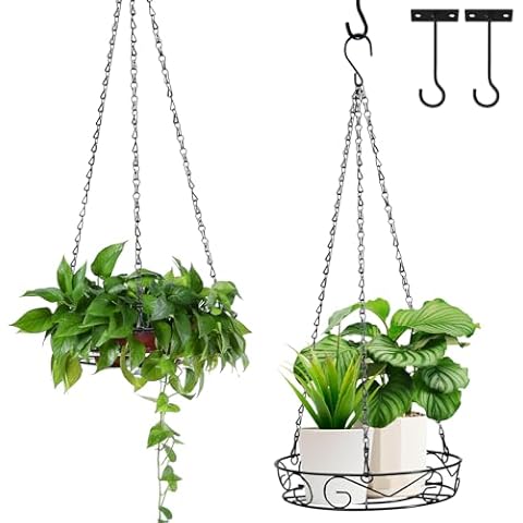 LECTRUS Plant Hanger, 2Pcs Hanging Planter for Indoor Outdoor Plants with Hooks, Planter Flower Pots Holder, Decorative Metal Plant Holder Hanging Plant Shelf for Window Cover