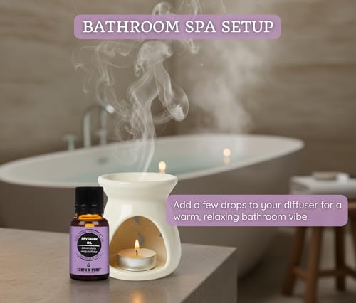 Image of Earth N Pure Ceramic Diffuser Burner with 10Ml Lavender Essential Oil | 2 Tea Light Candles | Perfect for Gift Set
