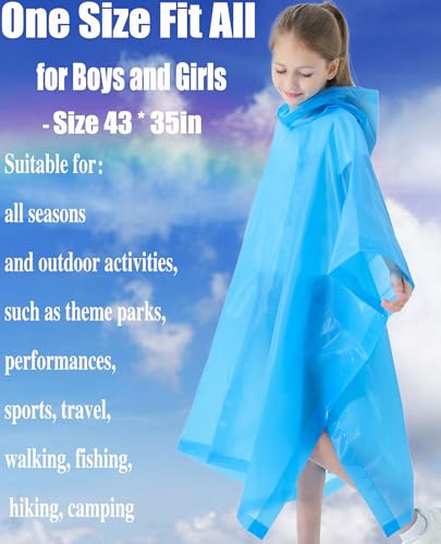 Image of Rain Poncho for Kids(2 Pack) Waterproof Reusable EVA Raincoat One Size Rain Jackets for Children,Boys and Girls
