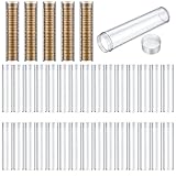 AOZUO 40 Pcs Coin Storage Tube, Plastic Round Clear Penny Coin Tube with Screw Lid, Penny Coins Holder Container Organizer for Coins Collection Supplies Bank Rolls