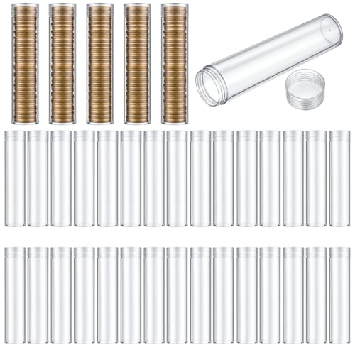 Set de 40 Tubos Plásticos Transparentes para Monedas miniatura 1