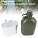 Alomejor Dependable 1L PE Canteen Set, Water Bottle with Foldable Handle for Camping Hiking Backpacking (Green)