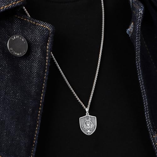 PELOVNY Egyptian Necklace 925 Sterling Silver Ankh/Eye of Horus/Anubis Pendant Mythology Jewelry for Anniversary Birthday Christmas Gifts Women Men4