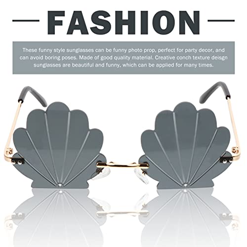 Lunettes de soleil coquillage en métal et PC réutilisables à texture conque