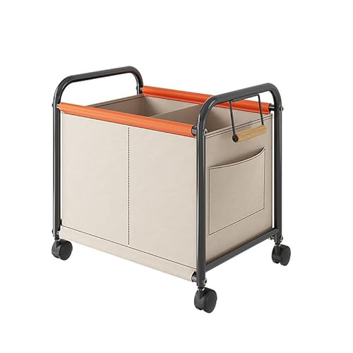 KoiFlow 収納ボックス キャスター付き おやついれボックス キャスター付き 蓋付き 大容量 ホーム雑貨収納 2段 リビング 子供部屋 おもちゃ収納 仕切り付き ハンドル付き こどもカバン収納 ランドセルワゴン ベージュ 幅49*奥行37*高さ48.5