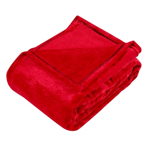 Image of Dream Living Premium Flannel Double Bed Winter Blanket | Winter Bedsheet AC Blanket |Reversible Lightweight 300 TC Cozy Soft for Bed, Sofa, Couch, Travel & Camping| 220X230 Cm - Maroon