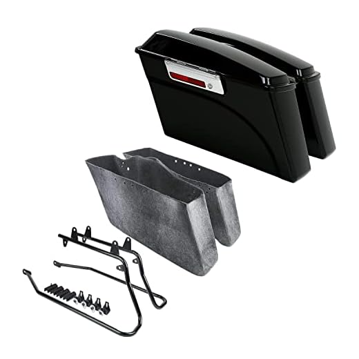TCT-MT Vivid Black Hard Saddlebags w/Conversion Bracket Kit Fit For Harley 1984-2017 Heritage Softail Deluxe Fatboy FLSTF EFI FLSTFI Springer Night Train
