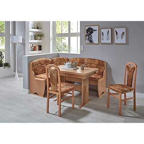 Beauty.Scouts Eckbankgruppe Trude Wangentisch 105-165x68x75cm 2xStühle Truheneckbank 170x130x90cm naturfarbig VAR. aufbaubar Essecke Essgruppe Sitzecke Cover
