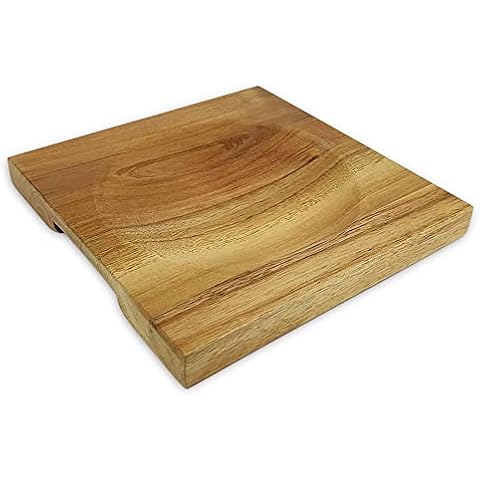 Mezzaluna Cutting Board Bowl, Ulu Chopping Bowl, Concave Cutting Board, Wooden Bowl for Mincing Vegetables, Acacia Wood Cutting Block with Hollow Center 8" x 8" (Without Knives) - CXD00 Cover