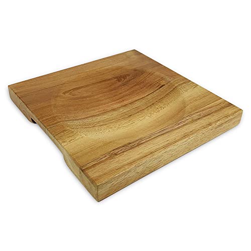 Mezzaluna Cutting Board Bowl, Ulu Chopping Bowl, Concave Cutting Board, Wooden Bowl for Mincing Vegetables, Acacia Wood Cutting Block with Hollow Center 8' x 8' (Without Knives) - CXD00