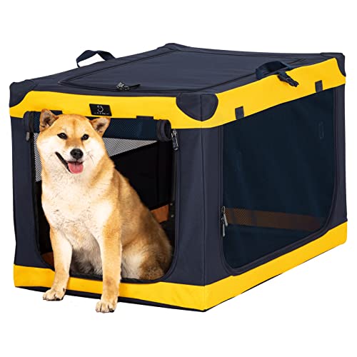 A4Pet Portable Soft Sided Dog Crate, 30 Inch Foldable Dog Crate Travel Dog Kennel For Medium Dogs Indoor & Outdoor With Strong Steel Frame & Washable Fabric Cover #TOP25