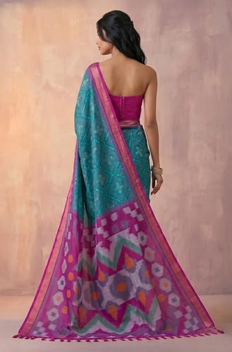 Threadbox sea green sea green silk saree – image 4