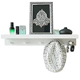 Wandregal, Ulif 78cm weiß Holz Schweberegal mit Metal Schlüsselbrett für Schlafzimmer, Wohnzimmer, Küche und Flur