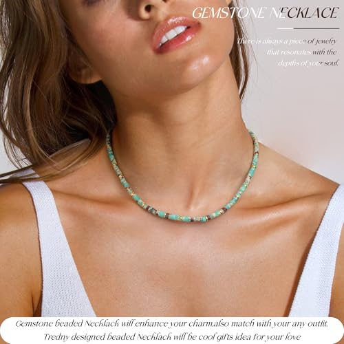 Choker Necklace for Women, Beaded Necklaces for Women Stocking Stuffers for Teens Teen Girl Gifts Gifts for Her Adjustable 14k Gold Gemstone Summer Anniversary Birthday Christmas Jewelry