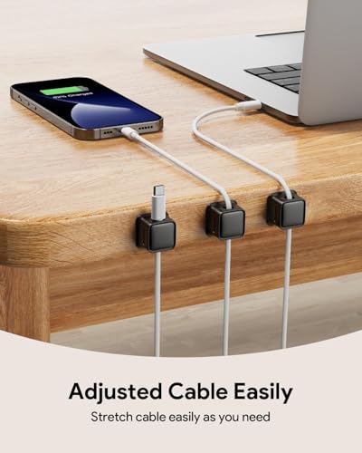 Image of Magnetic Cable Holder for Wall & Desk - Self Adhesive Cable Organizer Clips for Charging Cables, USB, Type C, Lightning, HDMI | Wire Management Clip for Home, Office & Car
