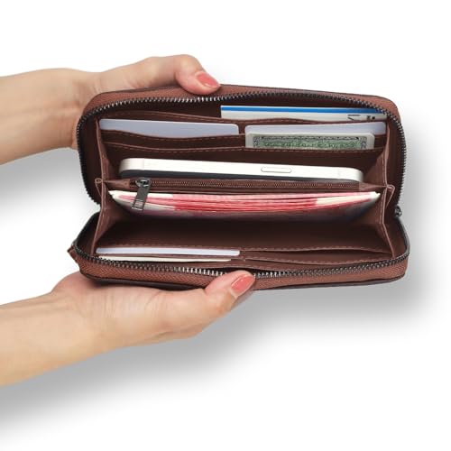 Boho Chic RFID Blocking Wallet – Waterproof Small Travel Wristlet with Geometric Patterns, Zippered Pockets & Card Slots, Perfect Handbag Companion (Beige)4