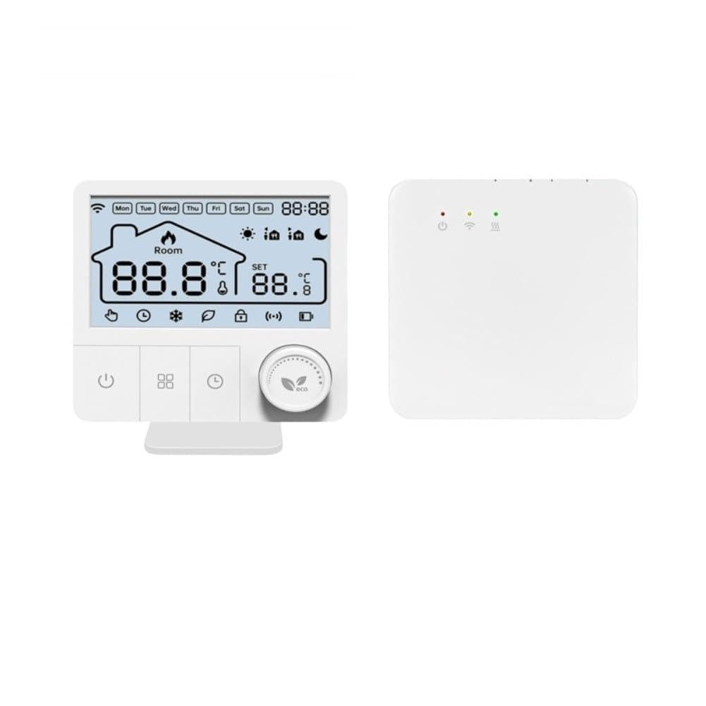 Termostato intelligente per sistemi radianti Hting e acqua calda | Funziona con app Tuya, 868 Mhz a lungo raggio | Gamma di temperatura 5-70 °C, modalità manuale/automatica | Ac85-250 V, carico