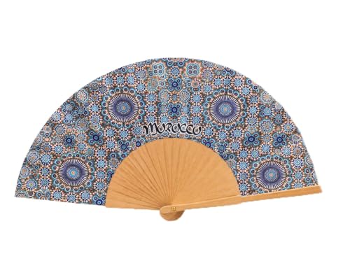 Générique Éventail Marocain Pliable en Bois Naturel Accessoire Chic – Fabrication Artisanale Motifs Mosaïque – Cadeau Élégant & Souvenir Authentique...