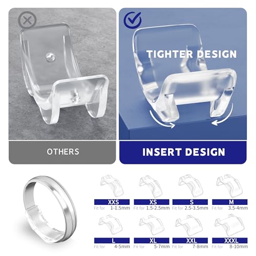 ELETIUO Invisible Ring Size Adjuster,Multiple Sizes 3 Styles for Loose Rings,117Pcs Sticky Strips &16 Inserts &4 Spirals Ring Spacers,Resizers,Silicone Ring Guards for Men&Women