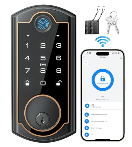 SohoTeco Smart Lock ST380, Built-in Wi-Fi, Fingerprint Keyless Entry Door Lock, Security Deadbolt...