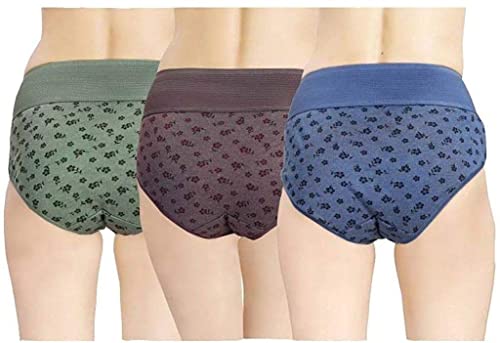 Image of Pack of 3 100% Pure Cotton Soft Elastic Waistband All Day Comfort Multicolor Hispter Panty | Panties for Girls - Multicolor, Color May Vary[ Free One Cotton Face Mask ]