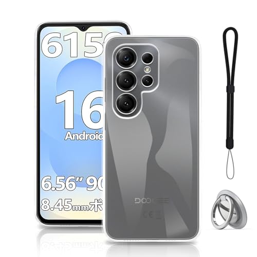 For DOOGEE Note 56X/Note 56X Pro �p �P�[�X �J�o�[ �X�^���h�t�� �p�x�����\ �ԍڃz���_�[�Ή��yNOUKAJU�z�X�}�z�P�[�X �X�g���b�v�t�� �y�� TPU �\�t�g �N���A ���ϖh�~ �ϏՌ� �w��h�~ �����₷��