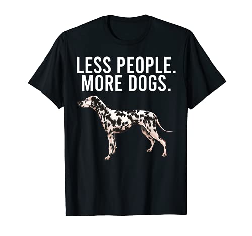 Less People More Dogs Dalmatian Funny Introvert T-Shirt, Black