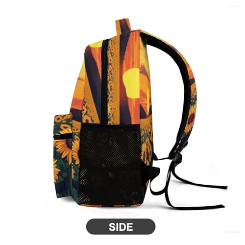 Mochila de girasoles para chicos con espalda acolchada que alivia el peso de libros 3