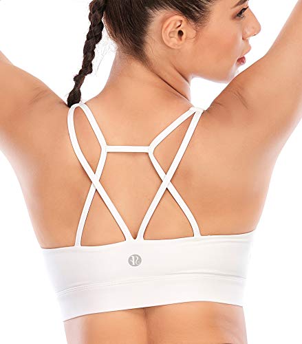 Image of RUNNING GIRL Sports Bras for Women Backless Padded Sports Bra Tank Top Long Line Gym High Impact Sports Bra Push up(WX2569White,XL)