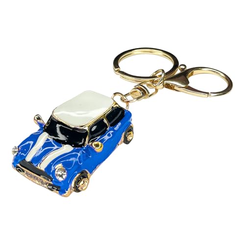 Image of beypovk for Mini Cooper Keychain, Creative 3D Car Model Rhinestone Key Fob Cover Keyring, Universal Cute Key Chain with Ring for Men Women, Car Accessories (Dark Blue)