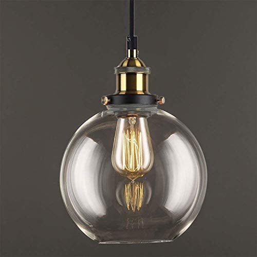 MantoLite Glass Pendant Lighting Hanging Light Fixture Mount Ceiling Lamp Pendant Lights Industrial Edison Vintage Style E26 Base Black for Kitchen Island,Bedroom,Hallway-UL Listed (Bulb Not Included)
