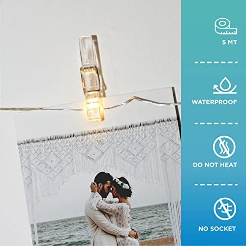 LAC Fairy Lights with Clips for Photos 5m | Hanging Fairy Lights for Bedroom Fairy Lights Indoor | Battery Powered Fairy Lights Photo Clip String Lights | Led Photo Clip String Lights Bedroom Lights