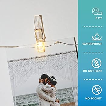 Guirlande Lumineuse Photos 5m 50 LED - Avec 30 Clips - Alimentation Piles - Déco Chambre