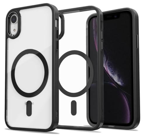Image of NISHTECH for iPhone XR Case: Clear Magnetic Slim Fit Case Compatible with Magsafe Rugged Protective Transparent Cover (Black Magnetic)