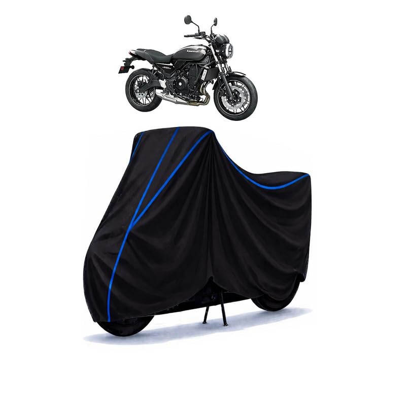Image of Z H2 Bike Cover Water Resistant Universal Motorcycle Rain | Heavy Duty UV Protection, Dust, Scratch Indoor Outdoor All Weather with Black Blue Piping Elastic