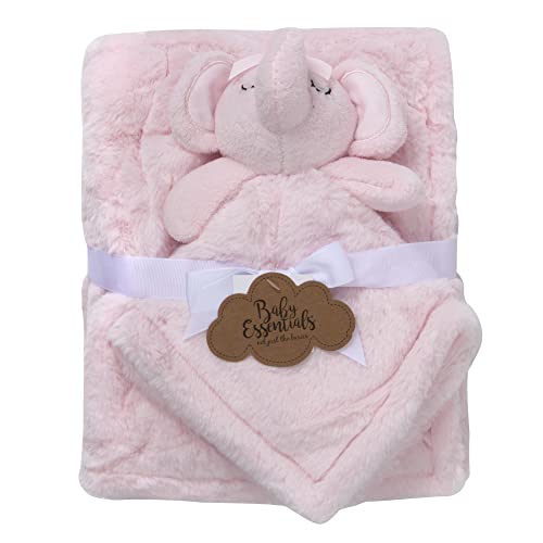 Image of Baby Blanket with Matching Stuffed Animal Lovey for Baby Boys and Girls Baby Stuffed Animal with Blanket (Pretty Pink Elephant Set)