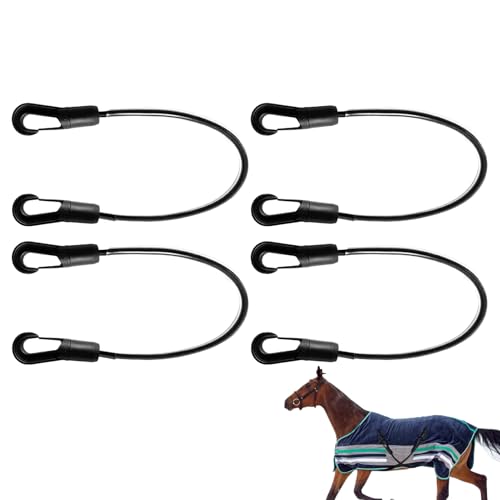 Correa De Cola De Manta De Caballo - Juego de 4 Correas Ajustables Elásticas con Mosquetones Dobles Universales - Correas De Patas De Sábana De Manta De Caballo | Para Aficionados Entusiastas Principi