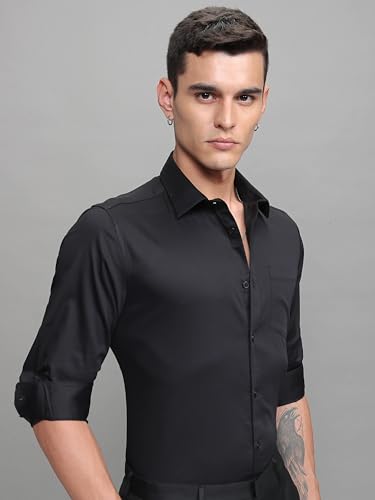 Image of Highlander Men's Slim Fit Formal Shirt | Solid Formal Shirt for Men | Comfortable Fabric | Stylish Design for Everyday Use & Office Wear
