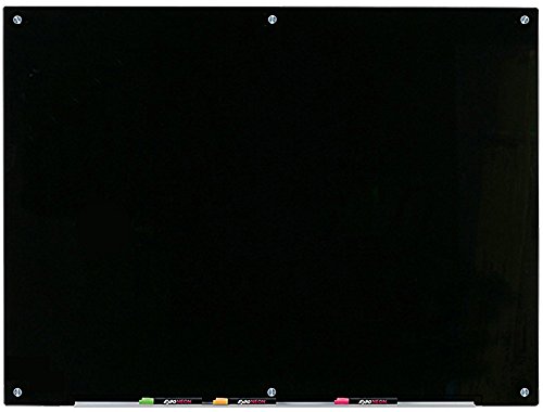 Audio-Visual Direct Magnetic Black Glass Dry-Erase Board Set (4' x 3', Non-Magnetic Black)…