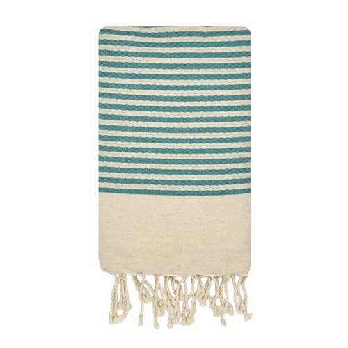 Reva Fouta de playa, 1 mx2 m, Zanzíbar, turquesa, de algodón reciclado, tejido de nido de abeja