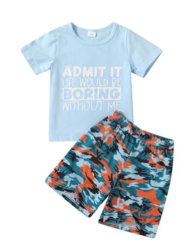 Image of Kid Toddler Baby Boys Clothes Tie-dye Palm Leaf Top 2Pcs Summer Shorts Set