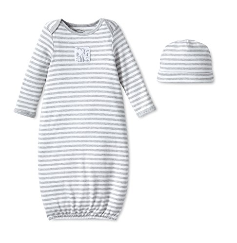 Lamaze Organic Baby Baby Organic Essentials 2 Piece Hat and Gown Set, Grey, One Size