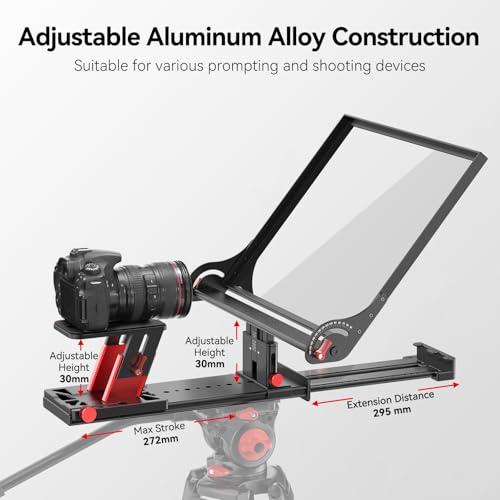 Image of Desview P17 Portable Teleprompter for Camera Video Recording, Foldable Auto-Scrolling Prompter with Wireless Remote Sunshade & Tripod Mount Compatible with iPhone Android Tablet