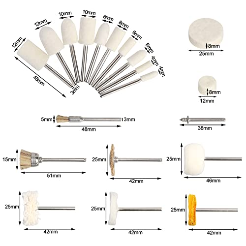 80Pcs Polishing Buffing Wheel Set,Wool Felt Cotton Mounted 3Mm Shank For Rotary Tool Accessories,Mini Brush Polishing Kit For Watch And Jewelry #TOP3