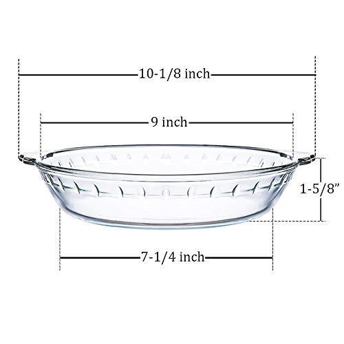 Kingrol 3 Pack Glass Pie Plates with Handles, 9 Inches Baking Dishes